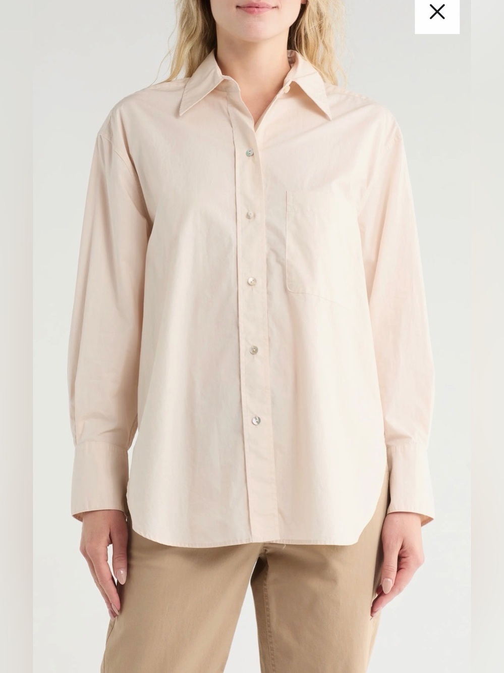 Vince Oversized Cotton Button-Down Shirt | Cream | XL | NWT